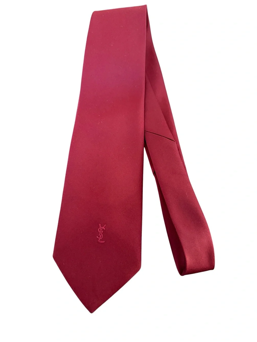 Vintage Yves Saint Laurent Deep Maroon YSL Logo Necktie OS